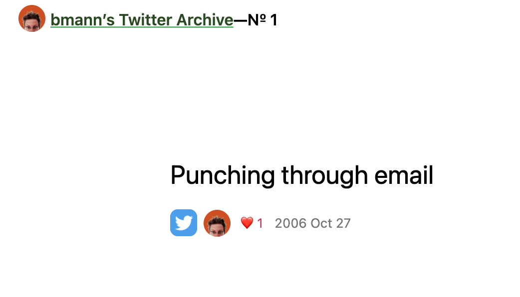 Tweetback First Tweet @bmann