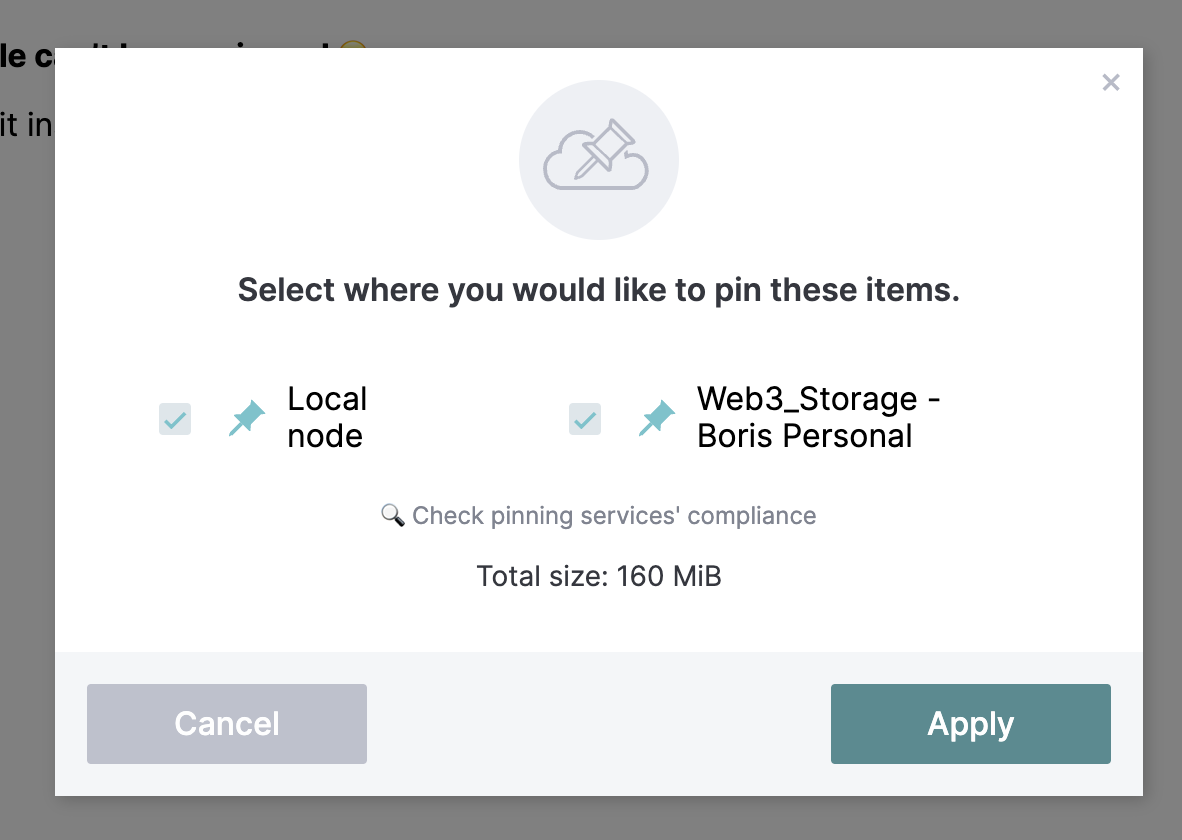 IPFS Desktop Pinning Screenshot